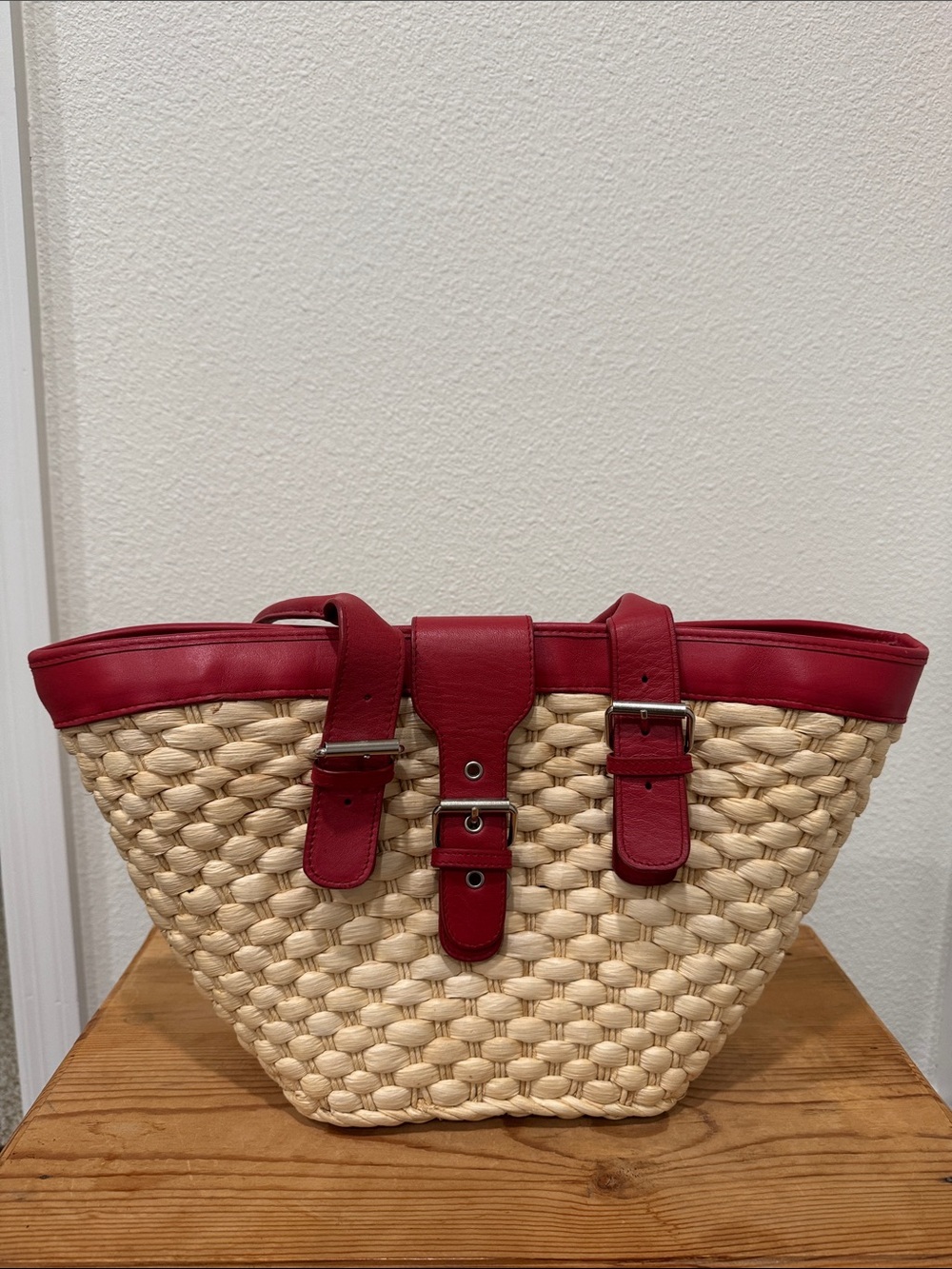 Preston & York Red-Trim Woven Tote